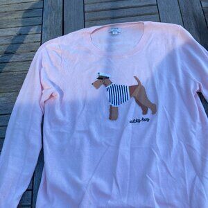 Cute pink "Salty Dog" Teddie Sweater J Crew Factory, Sz L
